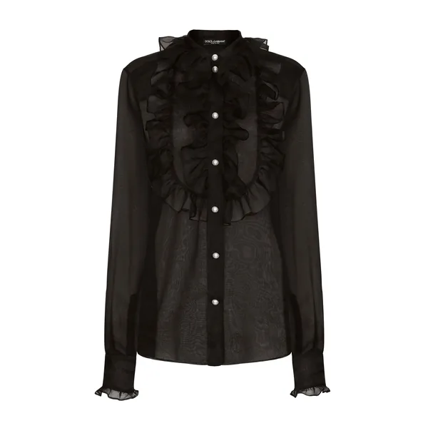 Dolce & Gabbana Organza shirt with shirt front and ruffles