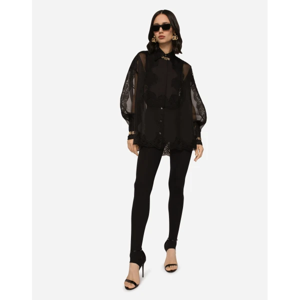 Dolce & Gabbana Organza tuxedo shirt with lace inserts, view 2