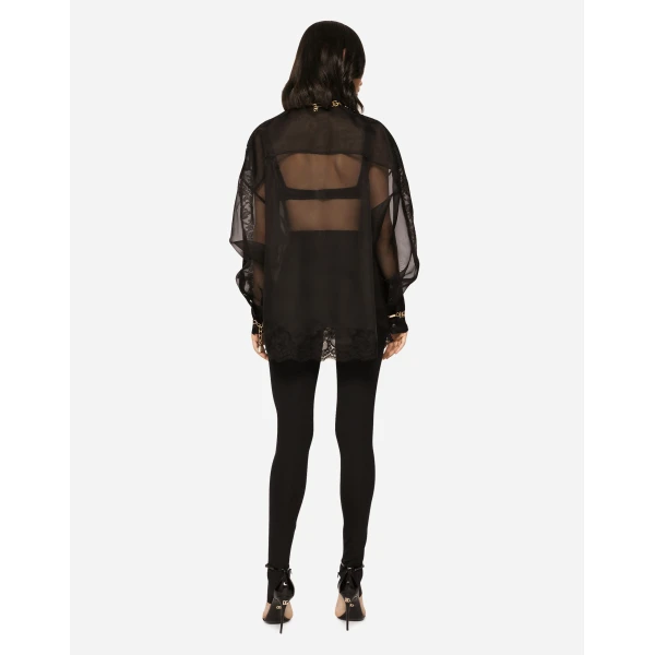 Dolce & Gabbana Organza tuxedo shirt with lace inserts, view 5