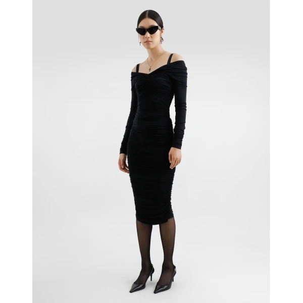 Dolce & Gabbana Organzine draped calf-length dress, view 2