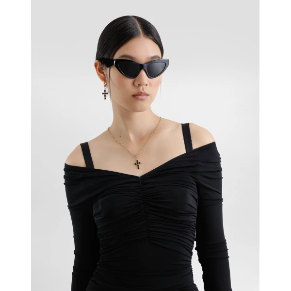 Dolce & Gabbana Organzine draped calf-length dress, view 5