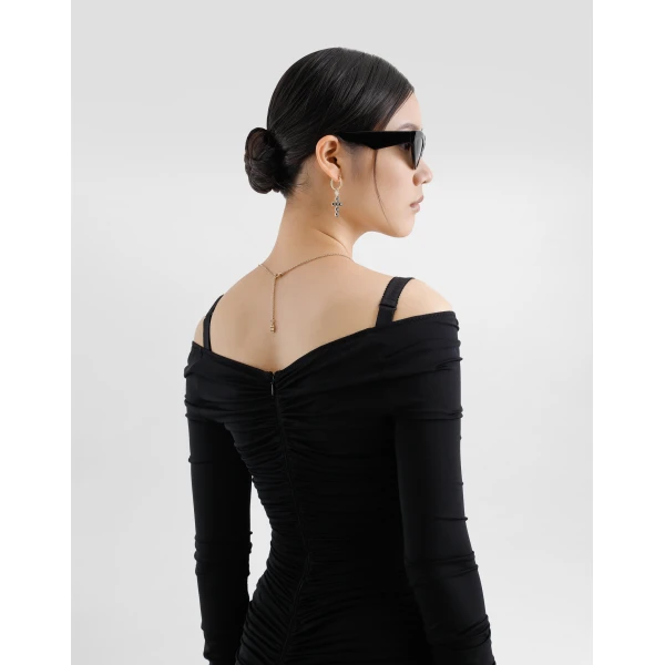 Dolce & Gabbana Organzine draped calf-length dress, view 6