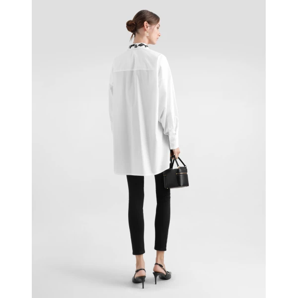 Dolce & Gabbana Oversize cotton poplin shirt with lace appliqués, view 3