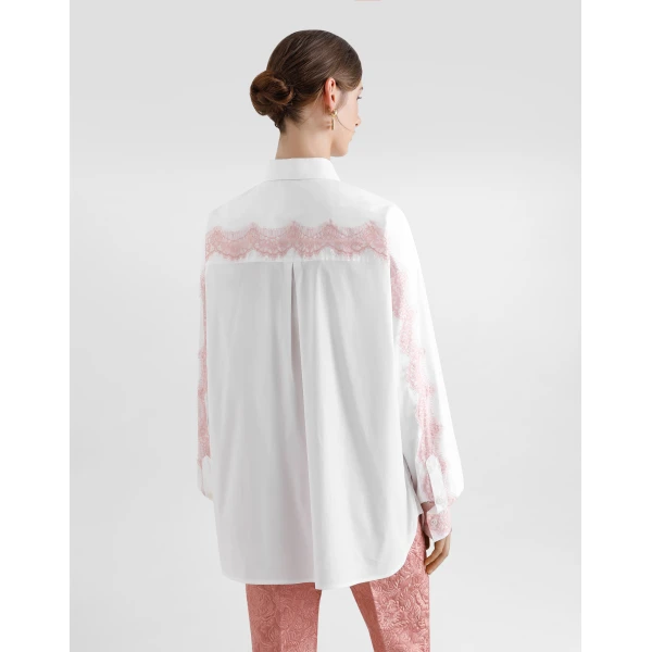 Dolce & Gabbana Oversize cotton poplin shirt with lace appliqués, view 5