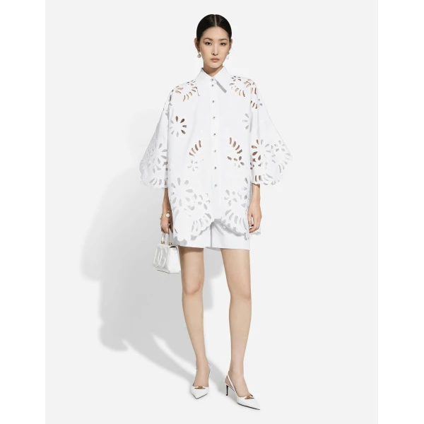 Dolce & Gabbana Oversize cotton shirt with cut-out detailing, view 2