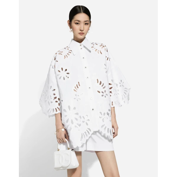 Dolce & Gabbana Oversize cotton shirt with cut-out detailing, view 4