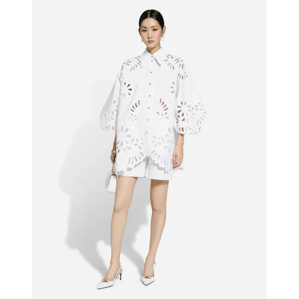 Dolce & Gabbana Oversize cotton shirt with cut-out detailing, view 5