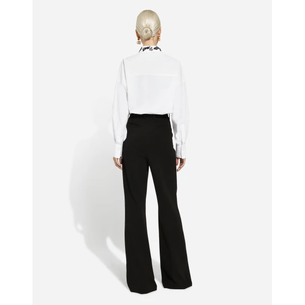Dolce & Gabbana Oversize cotton shirt with lace appliqués, view 3