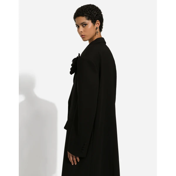 Dolce & Gabbana Oversize double-breasted coat in wool crepe, view 6