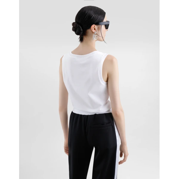 Dolce & Gabbana Oversize jersey tank top with DG logo embroidery, view 6