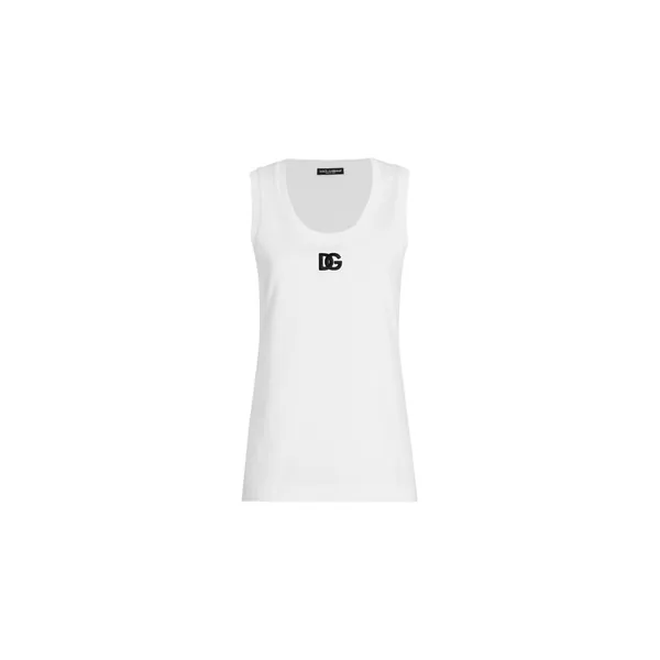 Dolce & Gabbana Oversize jersey tank top with DG logo embroidery