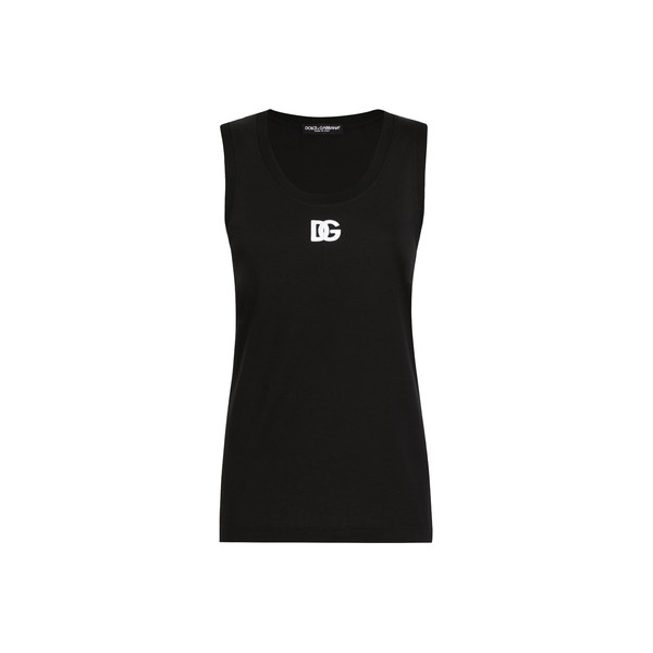 Dolce & Gabbana Oversize jersey tank top with DG logo embroidery