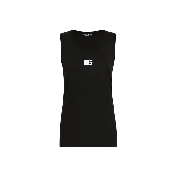 Dolce & Gabbana Oversize jersey tank top with DG logo embroidery