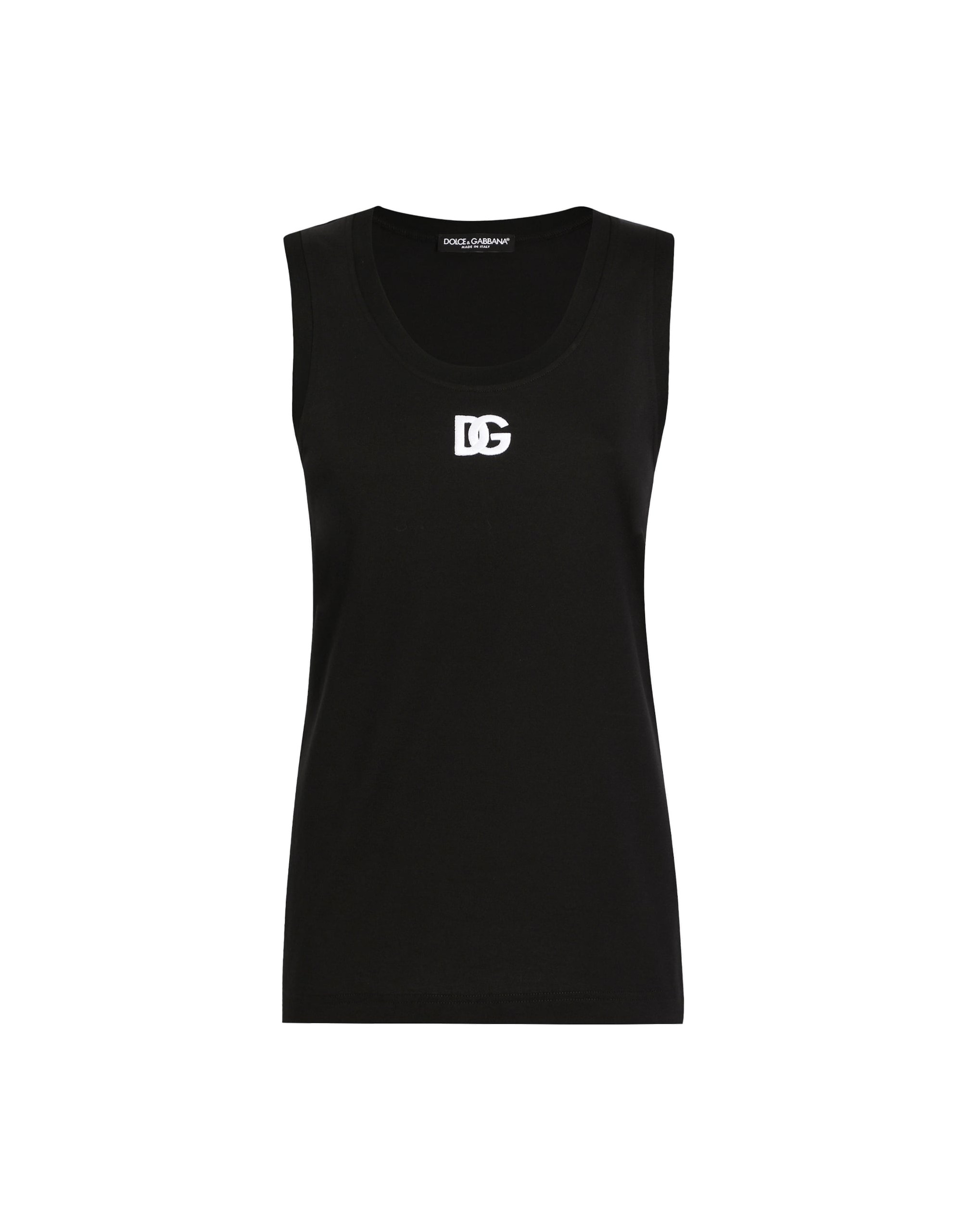 Dolce & Gabbana Oversize jersey tank top with DG logo embroidery