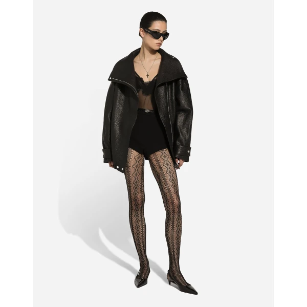 Dolce & Gabbana Oversize vegetable-tanned lambskin biker jacket, view 2