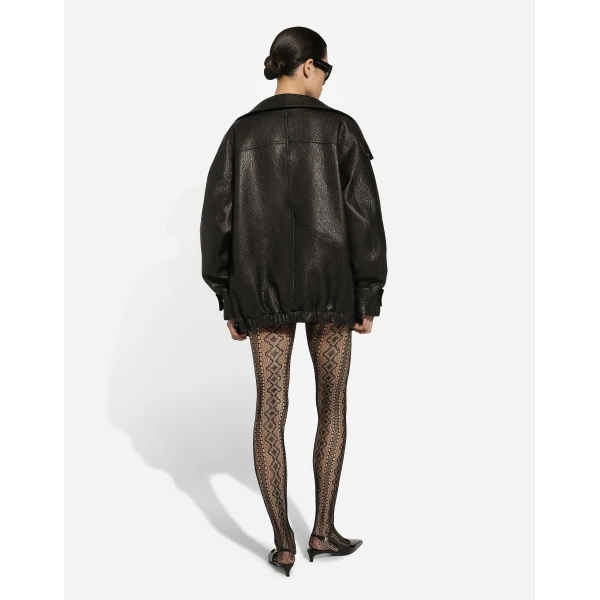 Dolce & Gabbana Oversize vegetable-tanned lambskin biker jacket, view 3