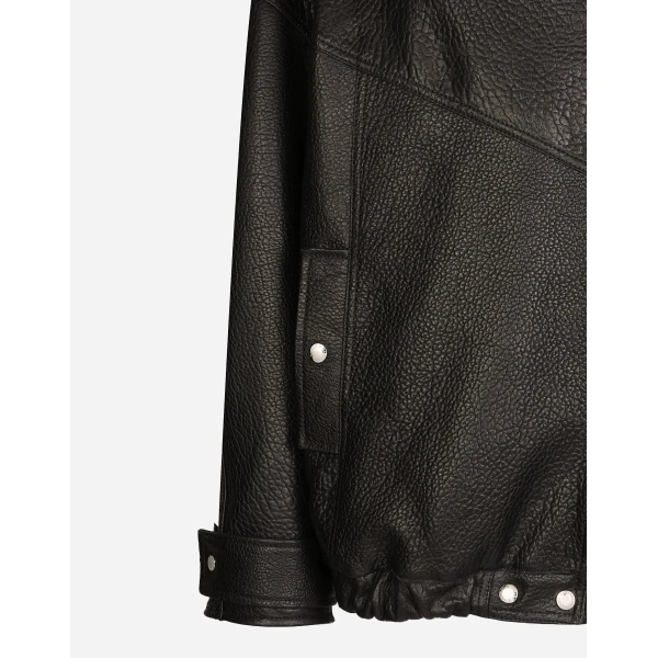 Dolce & Gabbana Oversize vegetable-tanned lambskin biker jacket, view 6