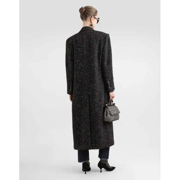 Dolce & Gabbana Oversized double-breasted coat in wool blend chevron, view 3