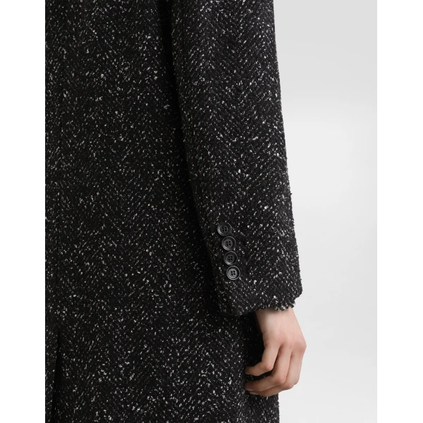Dolce & Gabbana Oversized double-breasted coat in wool blend chevron, view 5