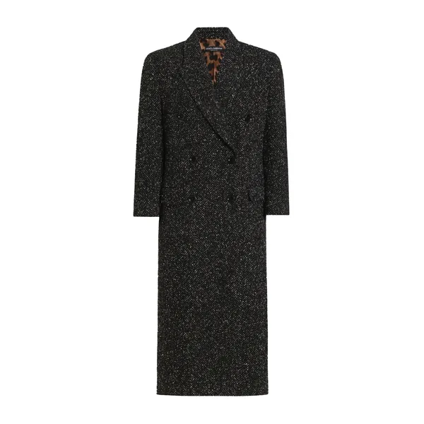 Oversized double-breasted coat in wool blend chevron