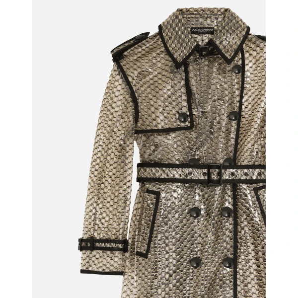 Dolce & Gabbana PVC-bonded lurex mesh trench coat, view 3