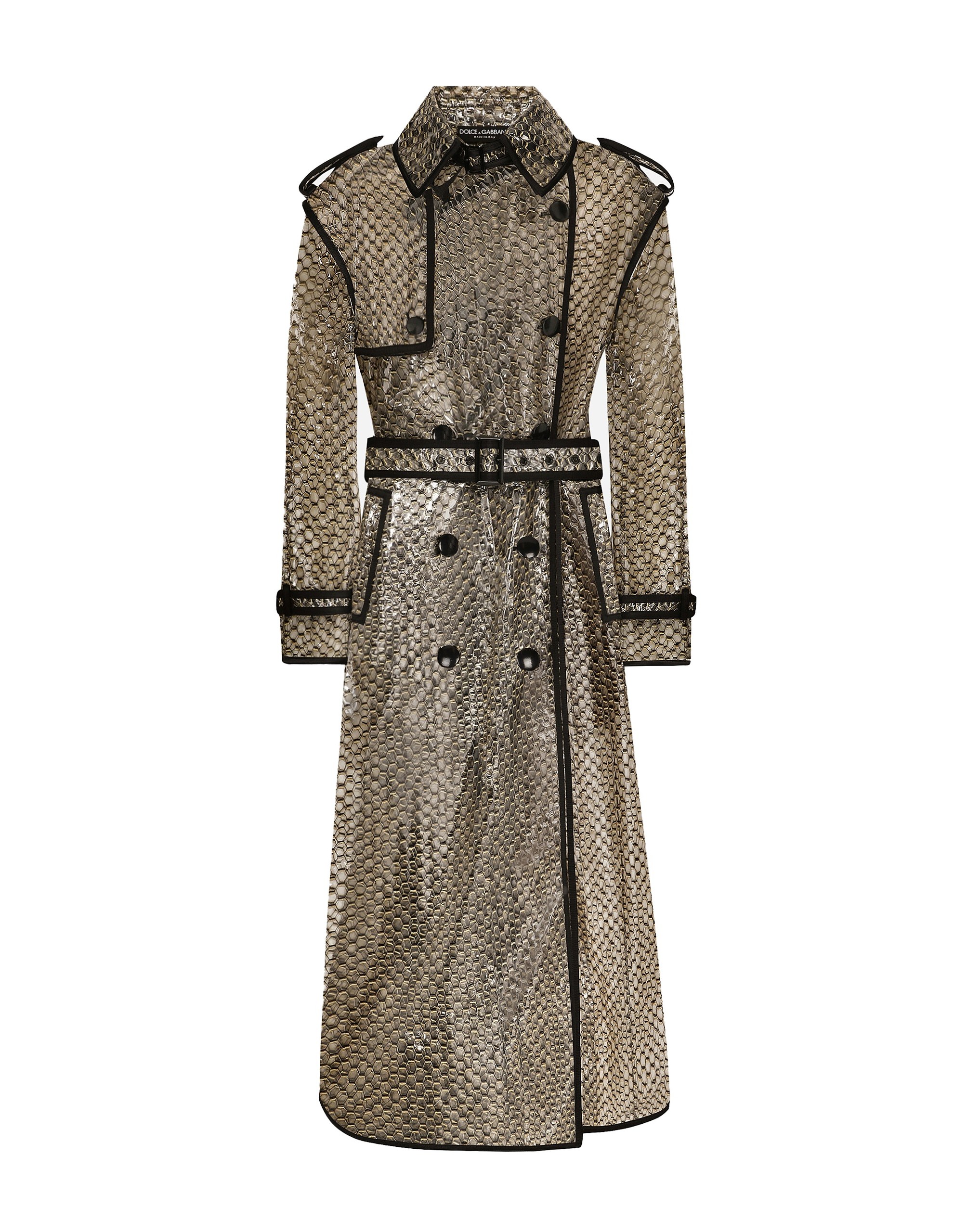 Dolce & Gabbana PVC-bonded lurex mesh trench coat