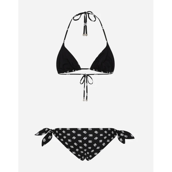 Dolce & Gabbana Padded triangle bikini with DG logo print, view 2