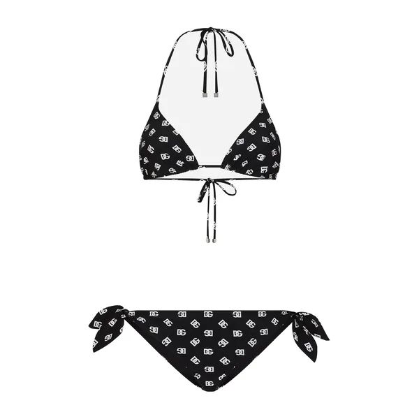 Padded triangle bikini with DG logo print