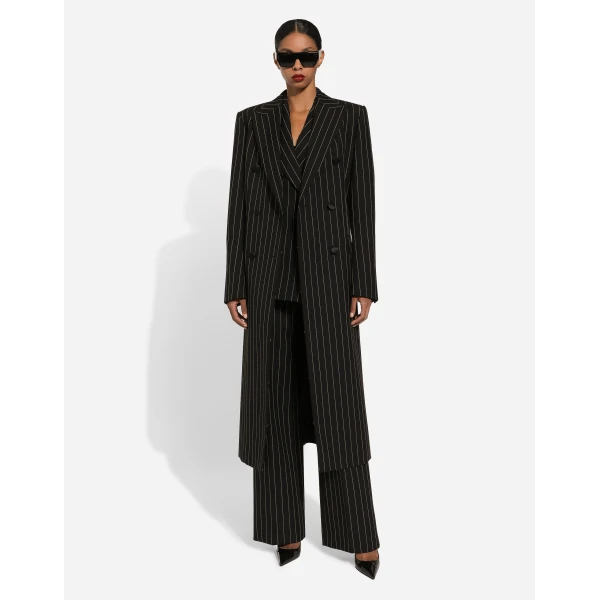 Dolce & Gabbana Pinstripe double-breasted coat in woolen fabric, view 2