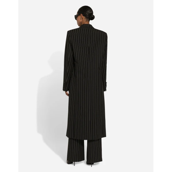 Dolce & Gabbana Pinstripe double-breasted coat in woolen fabric, view 3