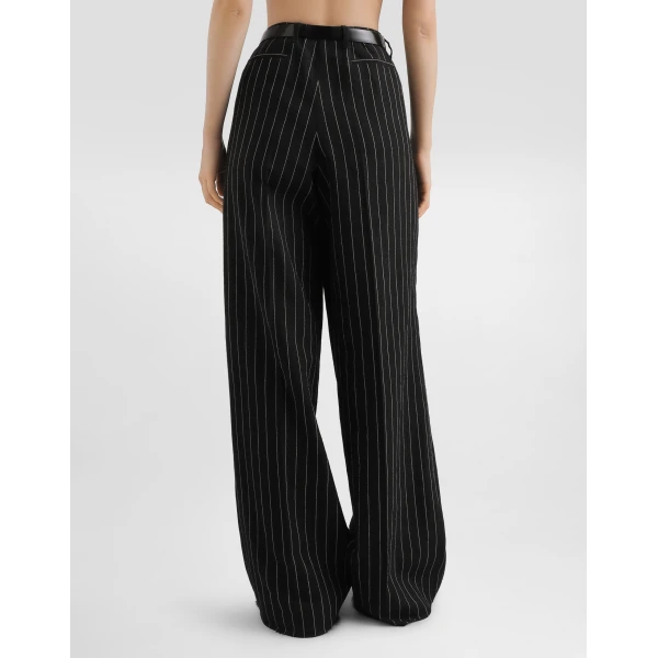 Dolce & Gabbana Pinstripe trousers in virgin wool and linen, view 5