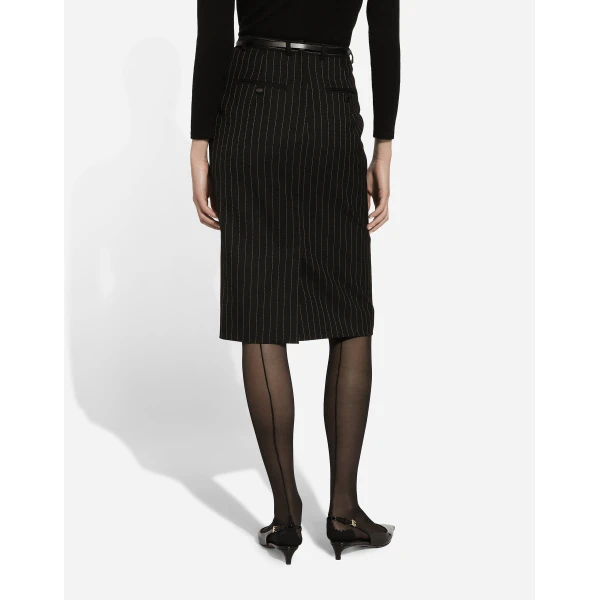 Dolce & Gabbana Pinstripe wool calf-length skirt, view 3