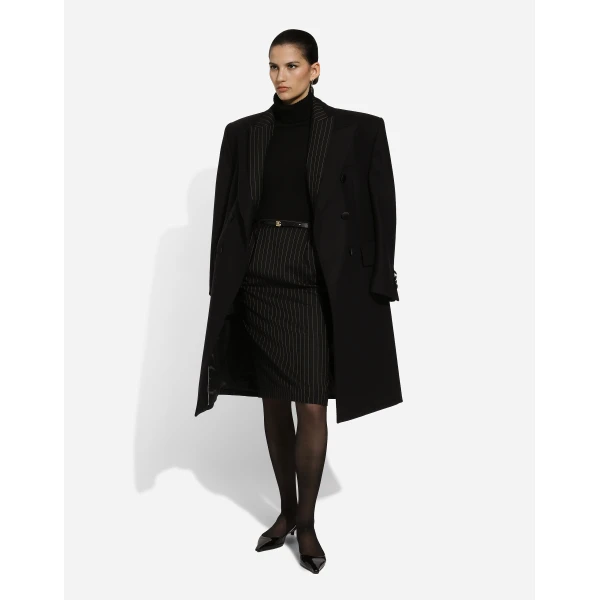 Dolce & Gabbana Pinstripe wool calf-length skirt, view 5