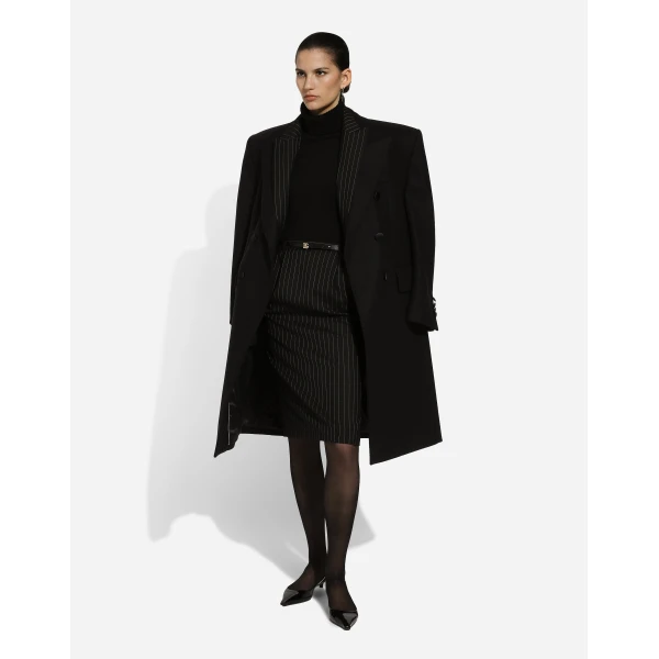 Dolce & Gabbana Pinstripe wool calf-length skirt, view 5