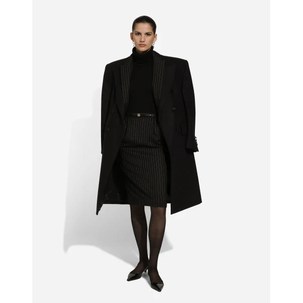 Dolce & Gabbana Pinstripe wool calf-length skirt, view 6