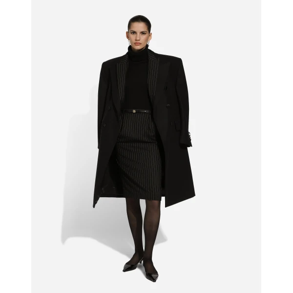 Dolce & Gabbana Pinstripe wool calf-length skirt, view 6