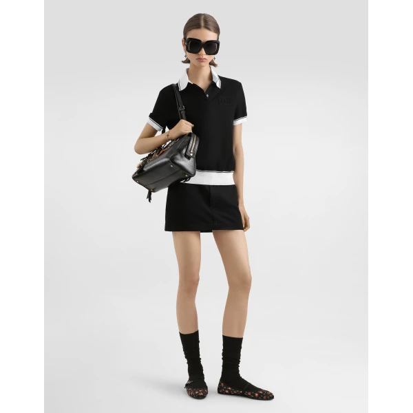 Dolce & Gabbana Piqué polo shirt with embroidery, view 2