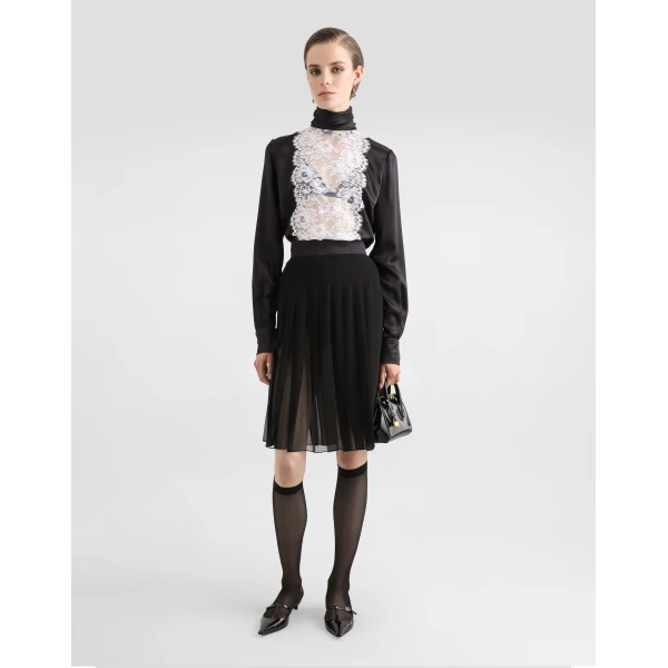 Dolce & Gabbana Pleated chiffon midi circle skirt, view 2