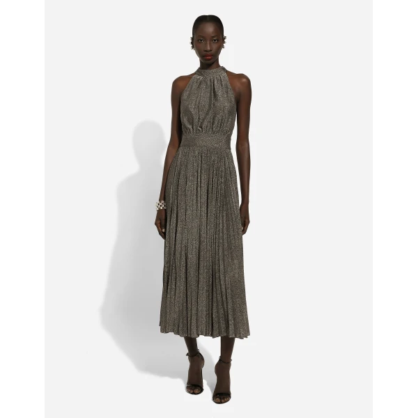 Dolce & Gabbana Pleated jersey lurex calf-length dress, view 2