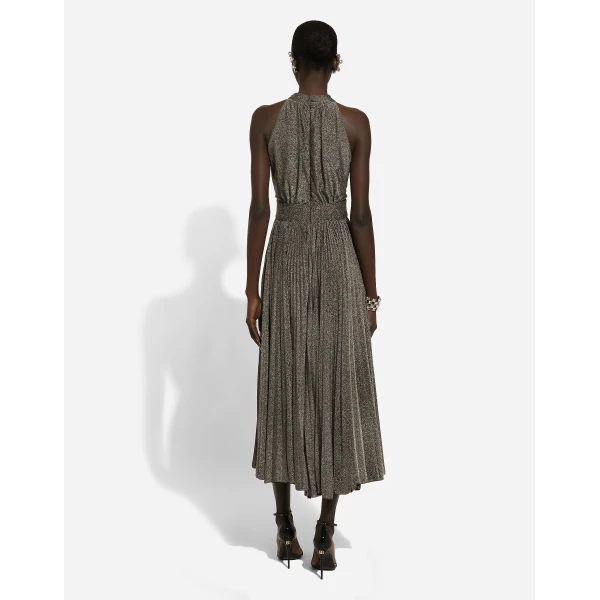 Dolce & Gabbana Pleated jersey lurex calf-length dress, view 3