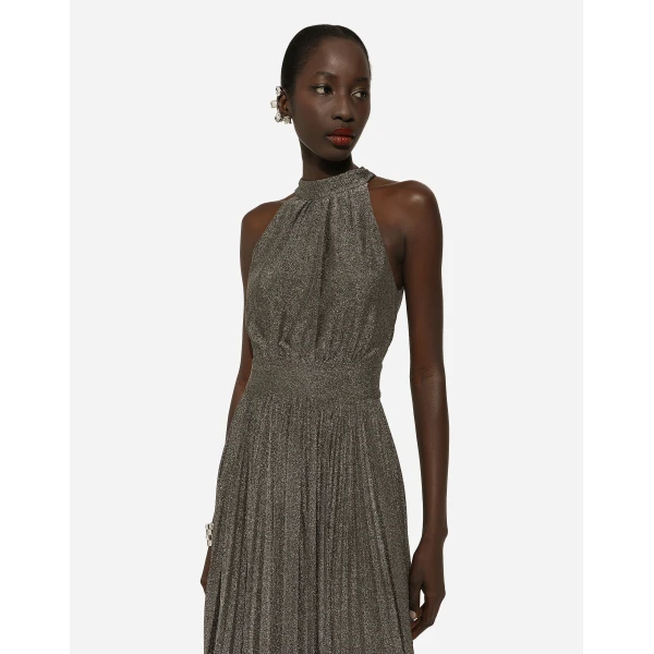 Dolce & Gabbana Pleated jersey lurex calf-length dress, view 4