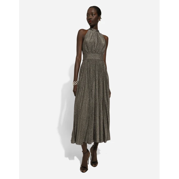 Dolce & Gabbana Pleated jersey lurex calf-length dress, view 5