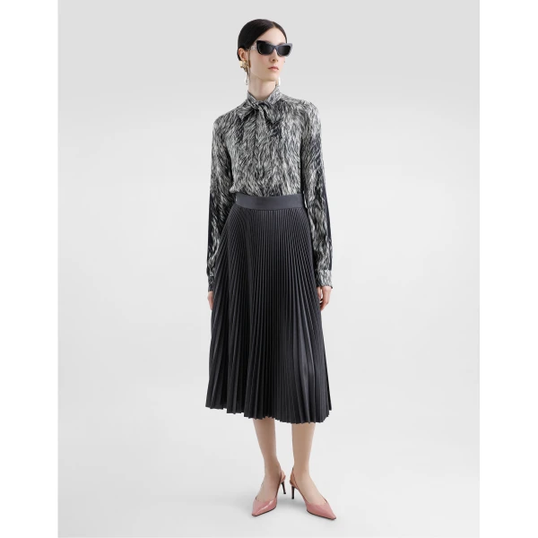 Dolce & Gabbana Pleated woolen calf-length circle skirt, view 2