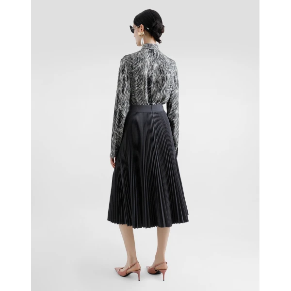 Dolce & Gabbana Pleated woolen calf-length circle skirt, view 3
