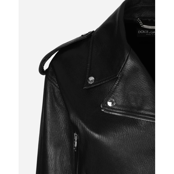 Dolce & Gabbana Plongé nappa leather biker jacket, view 4