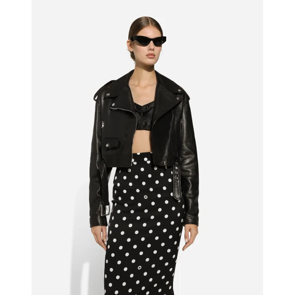 Dolce & Gabbana Plongé nappa leather biker jacket, view 5