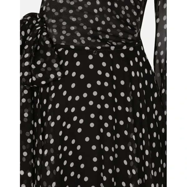 Dolce & Gabbana Polka-dot one-shoulder chiffon dress, view 4