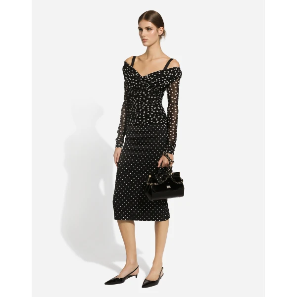 Dolce & Gabbana Polka-dot tulle top with wrap-front neckline, view 6