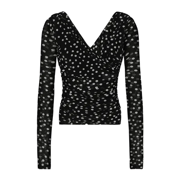 Dolce & Gabbana Polka-dot tulle top with wrap-front neckline