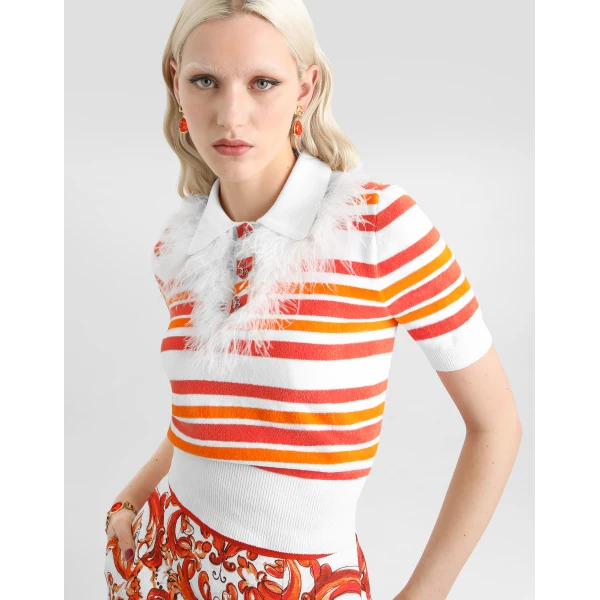 Dolce & Gabbana Polo shirt pullover in striped knit, view 4